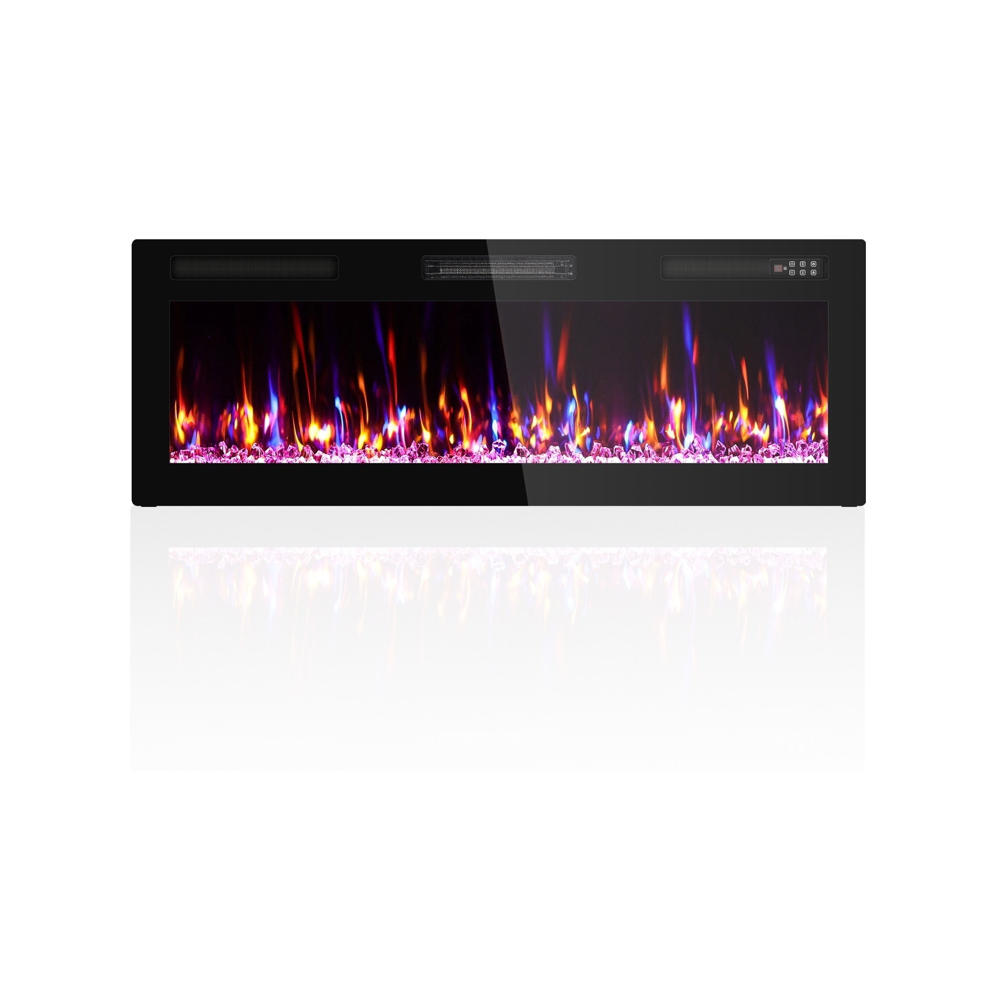 EdenDirect 50in Electric Fireplace, Recessed & Wall Mount, 12-Color Flame, 5-Speed Settings, Remote & Touchscreen Control, 8-Hr Timer